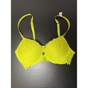 VICTORIA'S SECRET VERY SEXY FLORAL LACE SHINE STRAP  PUSH UP BRA 32B LIMELIGHT